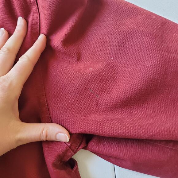 Vtg Lands' End Jacket Womens Small Red Canvas Barn Chore Corduroy Flannel Lined - Picture 9 of 11